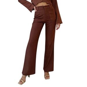 Savannah Morrow Jada Pants XXL Brown Peace Silk Wide Leg NWT